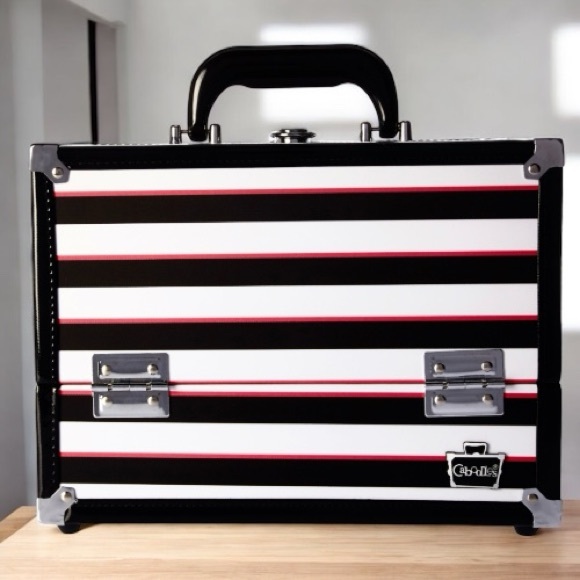 Inspired Handbags - Black and White Striped Train Case NWT